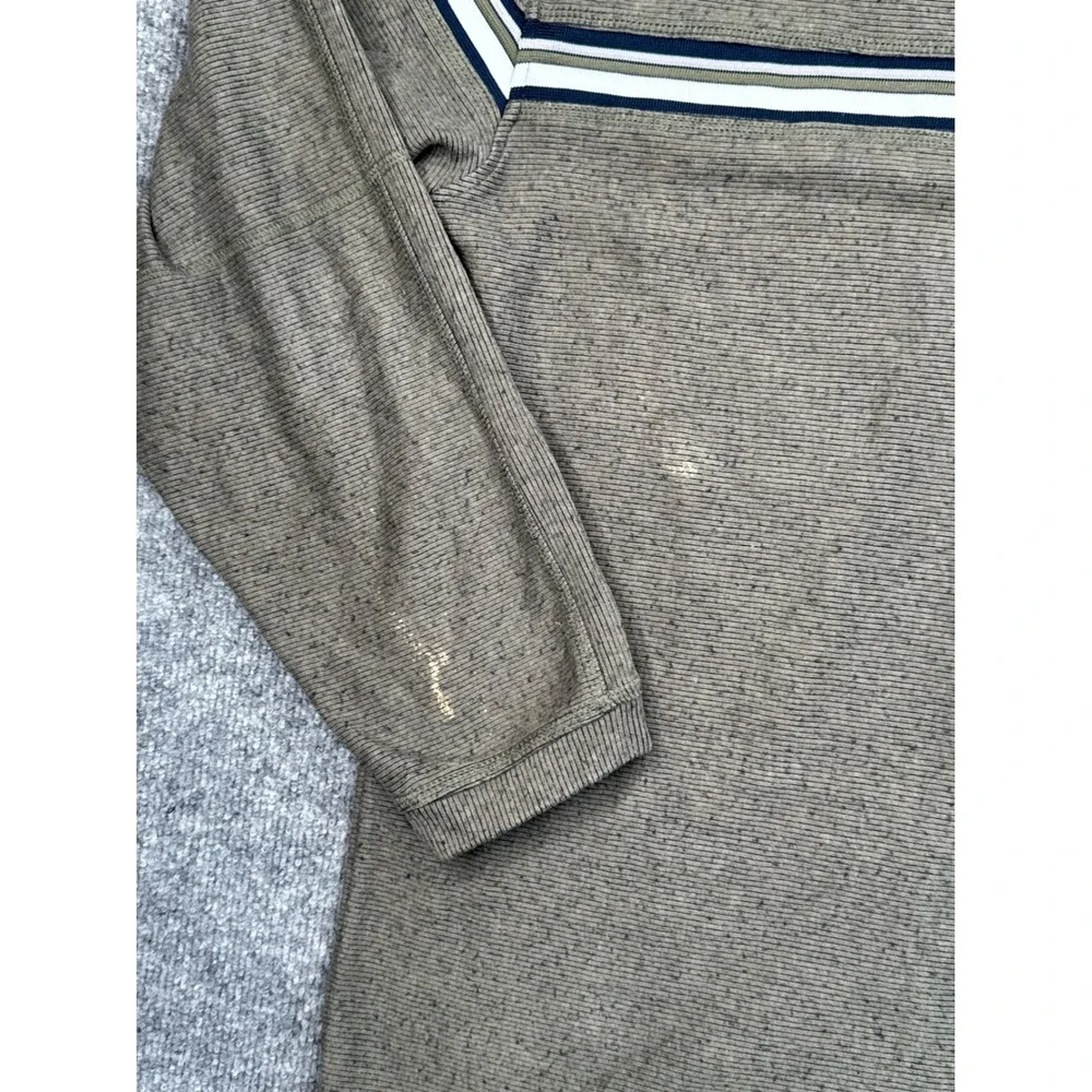 Retro Gear Mens‎ Large Sweater Olive Brown Striped Long Sleeve Y2K Cotton Blend